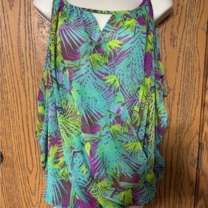 Tropical Jennifer Lopez Print Sleeveless Top